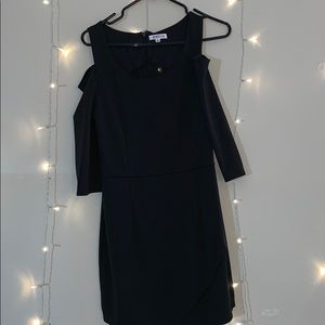 Black Shoulder Cut Cocktail Dress